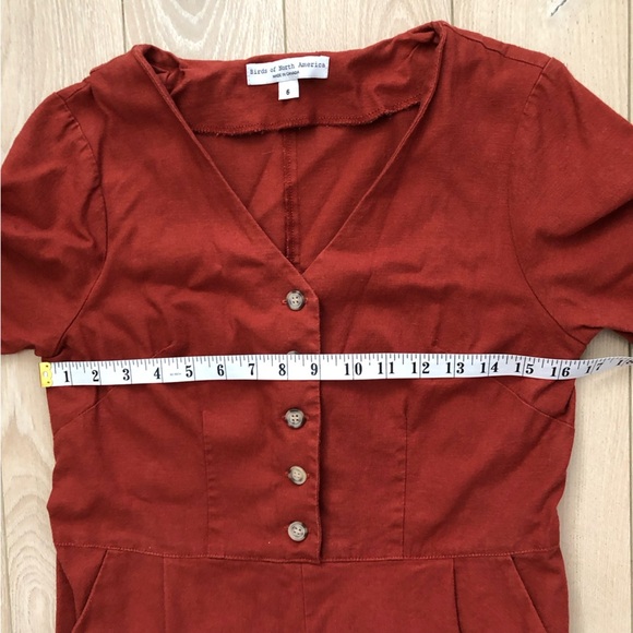 Birds of North America Linen Blend Romper in Burnt Orange Size 6 - Picture 4 of 12